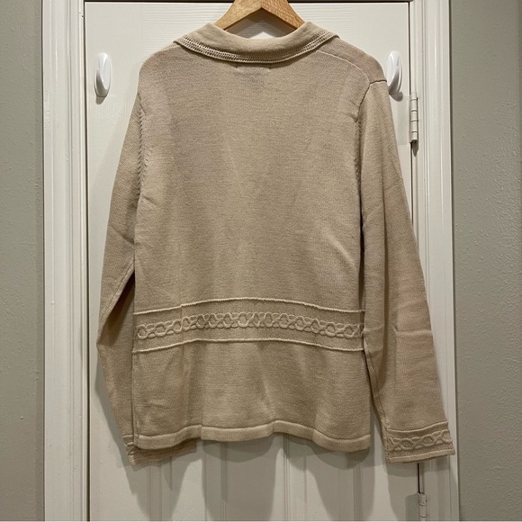 Dialogue QVC Knit Blazer Cardigan Women’s XL Beige Stretch Classic Merino Wool - Picture 2 of 9